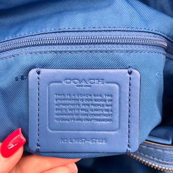 Coach Blue Pebbled Leather Edie 31 Shoulder Bag 57125 - Picture 10 of 11